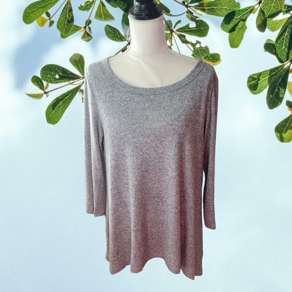 Coin 1804 Gray Scoop Neck Long Sleeve Casual Pullover Sweater in Size XL‎